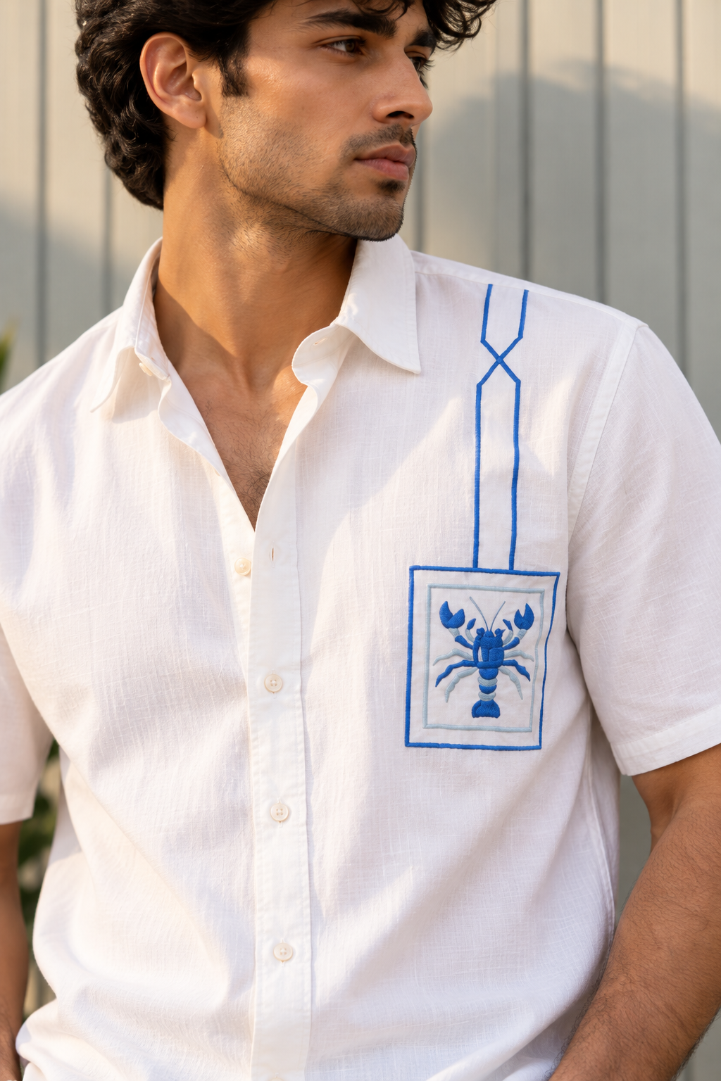 Cotton Linen Graphic Embroidery Shirt