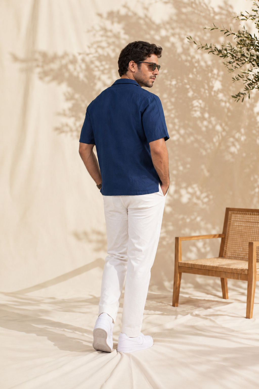 Navy Blue Embroidery Shirt