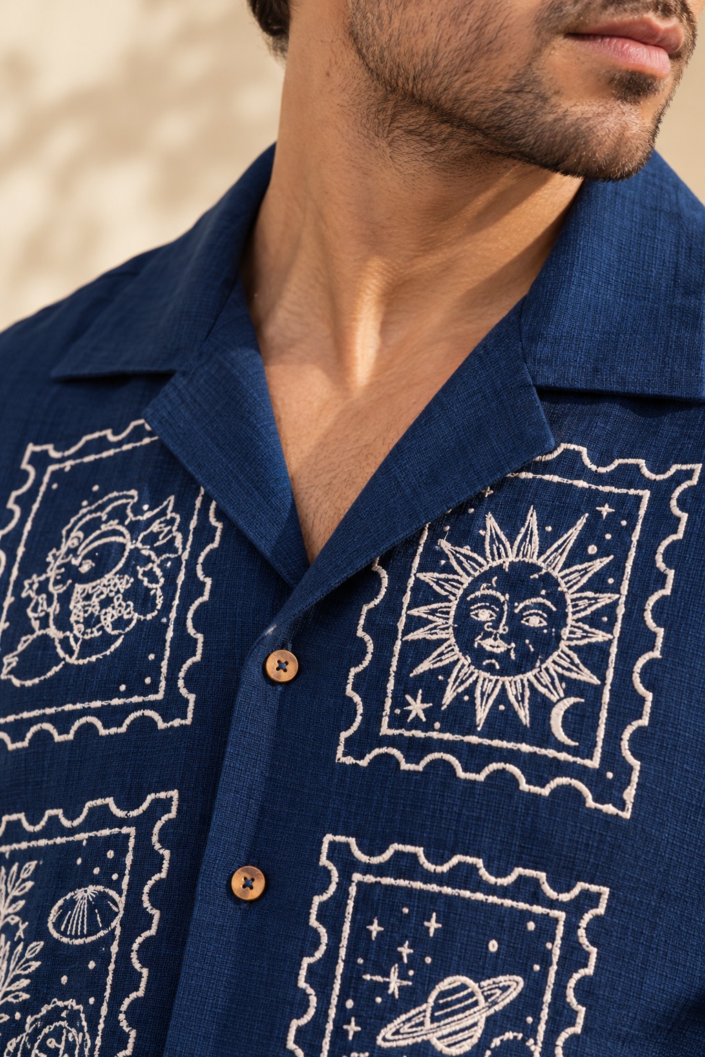 Navy Blue Embroidery Shirt