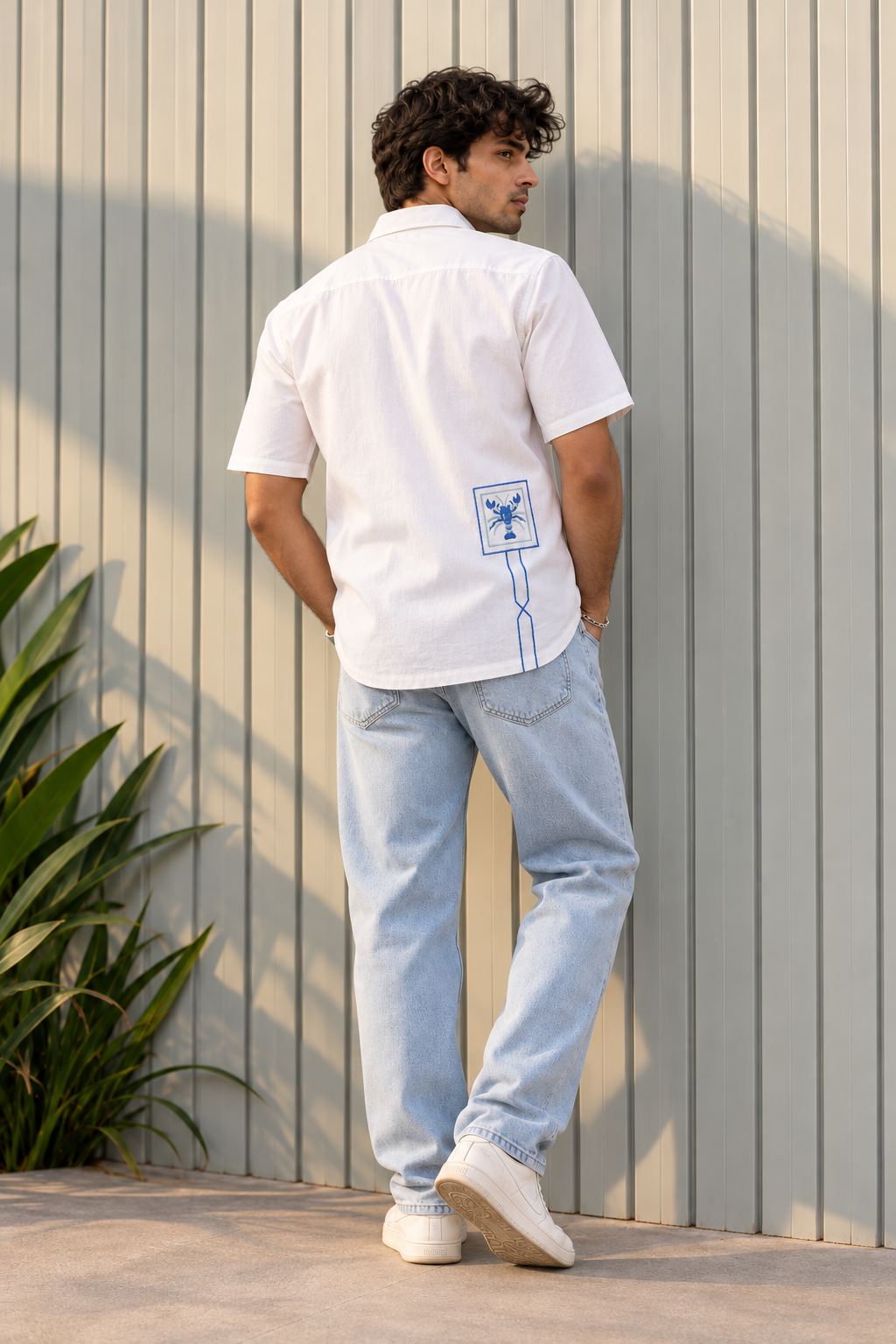 Cotton Linen Graphic  Embroidery Shirt