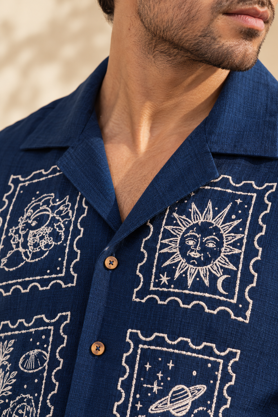 Navy Blue Embroidery Shirt