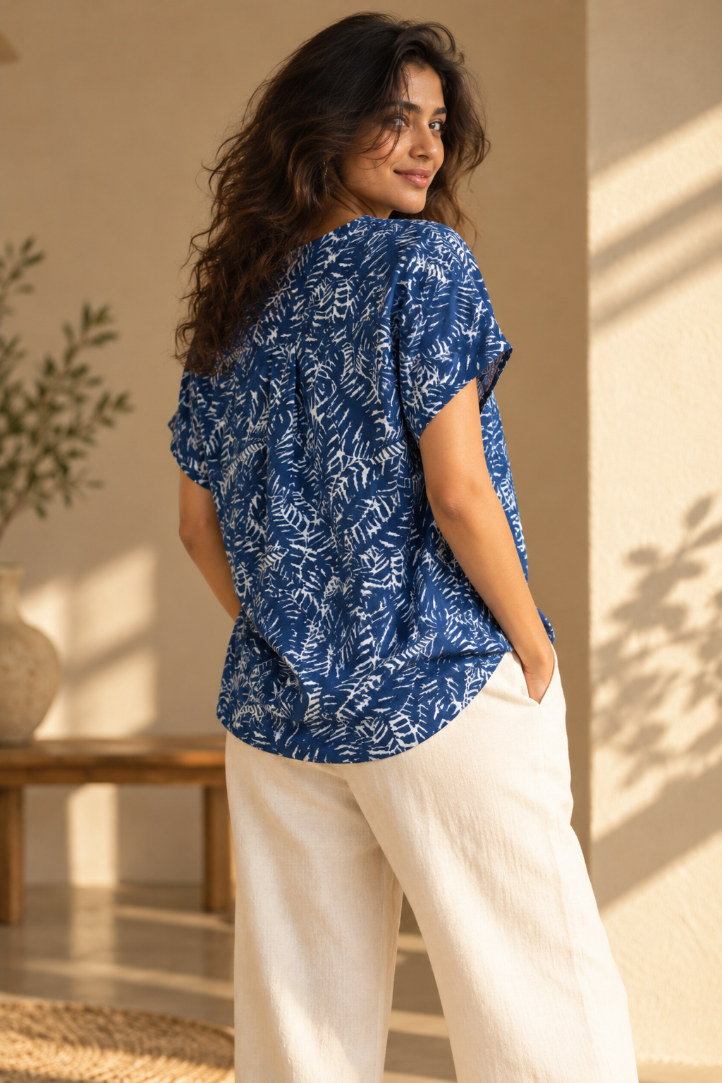 Indigo Fern Printed Top