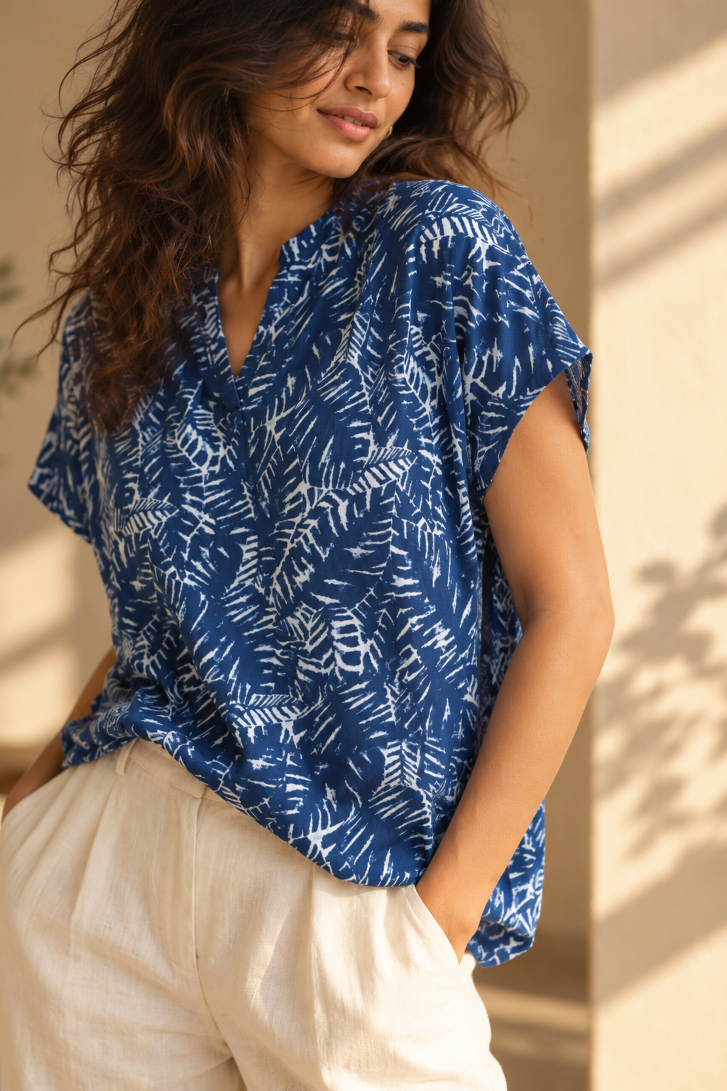 Indigo Fern Printed Top